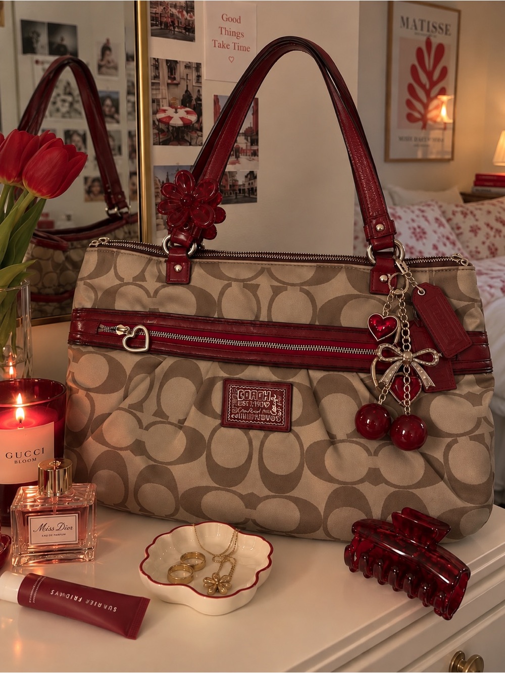 Vintage Coach Poppy Signature Canvas Shoulder Bag Y2K